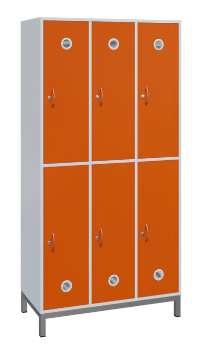 SBS-2233 šatní skříň 6-boxová, 1800x900x400 mm, kovové nohy, korpus bílý, dvířka pomeranč